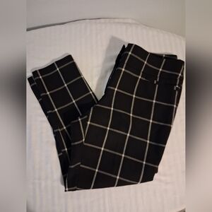 Ann Taylor Black Windowpane black white Plaid Ankle Pants 12, large